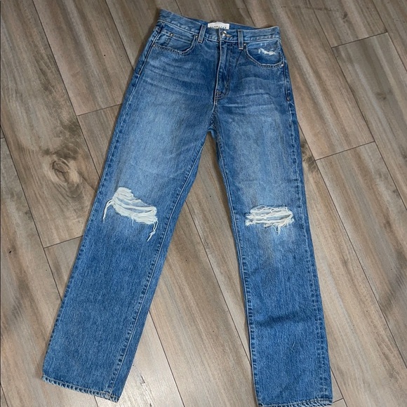 REVOLVE SLVRLAKE London Gimme Shelter Distressed Knee Straight leg Jeans Size 26 - Picture 1 of 9